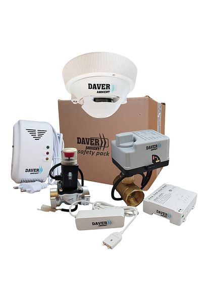 Daver Smart Safety Kit with Gas, Water, and Smoke Detectors, Safety Pack 1.1.1