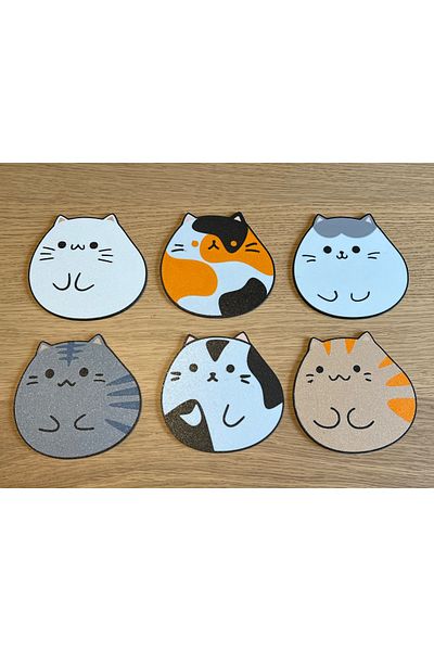 genomera Funny Chubby Cats Coasters