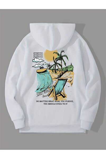 PERISENSE Hanorac cu glugă cu imprimeu Beach