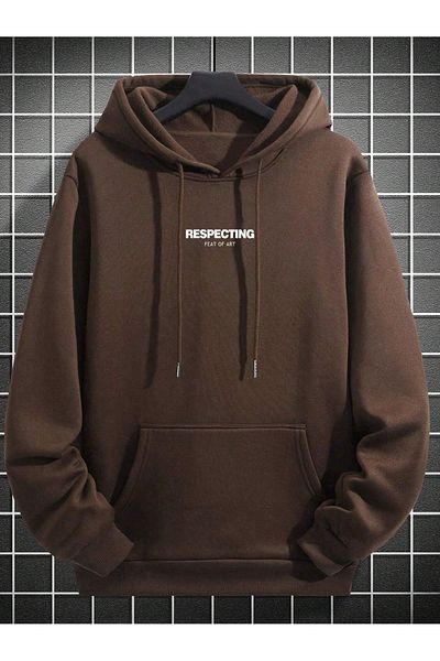 Hunors Sportswear & Company Men's Oversize Respecting Back Printed Hooded Sweatshirt