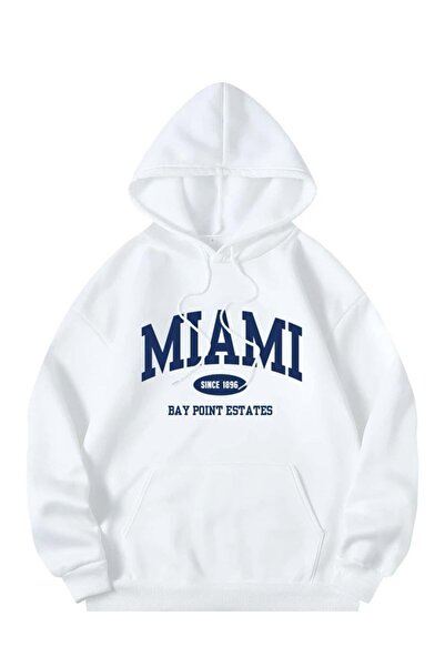 PERISENSE Unisex φούτερ με στάμπα MIAMI με κουκούλα oversize