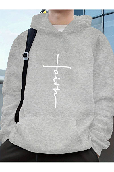 PERISENSE Hanorac cu glugă cu imprimeu Faith