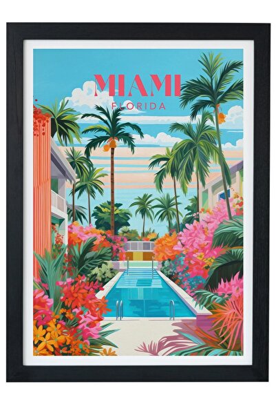 gxe.art Poster de pictură cu cadru negru din Miami, Florida