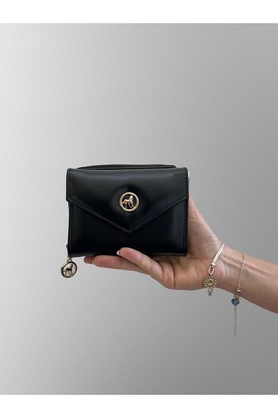 shiny ever Medium Size Black Gold Women's Wallet