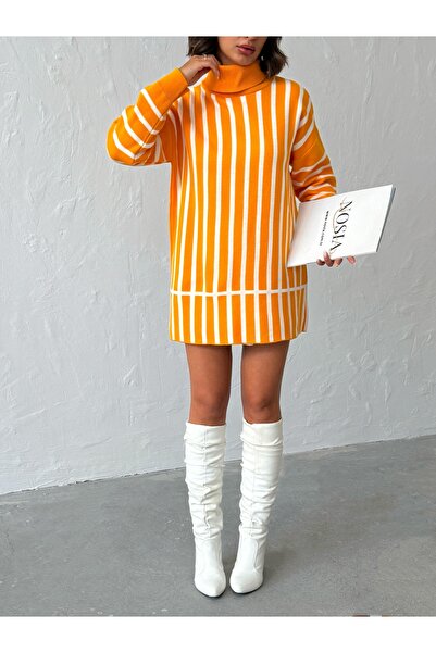 Nosia Women's Turtleneck Striped Knitwear Tunic