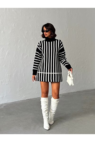 Nosia Women's Turtleneck Striped Knitwear Tunic