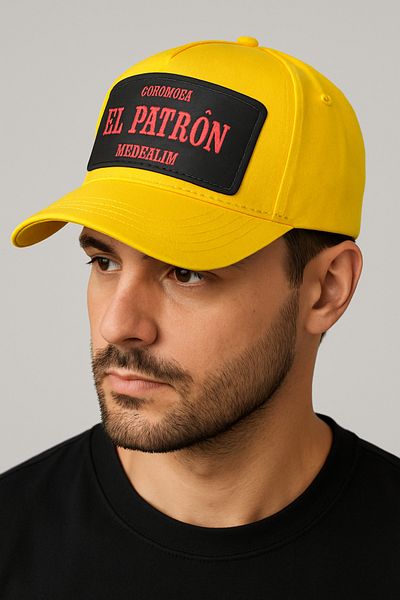 CosmoOutlet Men's Colombia El Patron Written Adjustable Cap Model Yellow Red Hat