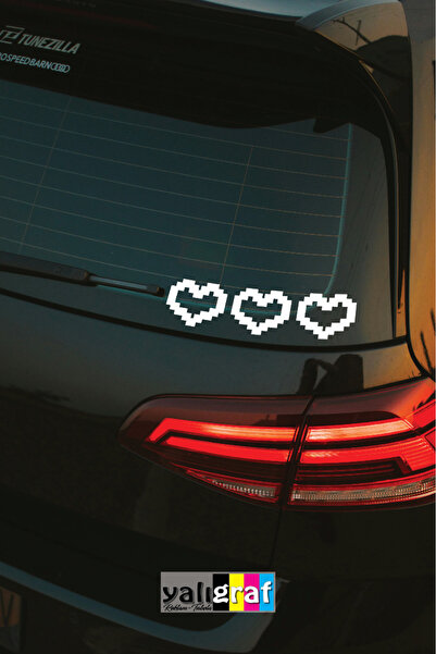 Yalıgraf Reklam Tabela Kalp Minecraft Oto Sticker 3'lü Set - Motor Kask Sticker