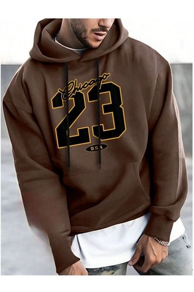 Hunors Sportswear & Company Men's Chicago 23 Printed Hooded Oversize Sweatshirt