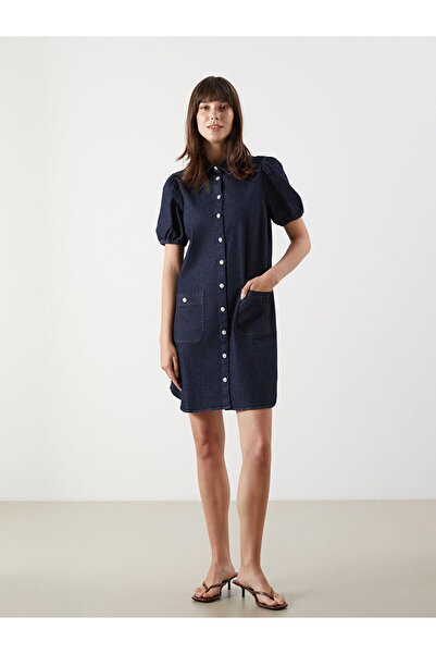 LC Waikiki Nevavm Shirt Collar Mini Jean Dress with a Difference