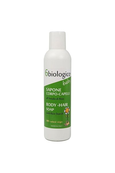 6biologico Sapun bebelusi 200ml - amidon de orez si musetel calmant, piele sensibila, vegan si