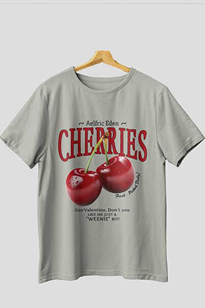 Ankhises تي شيرت كبير الحجم مطبوع عليه Cherry Cherries للرجال والنساء من القط...