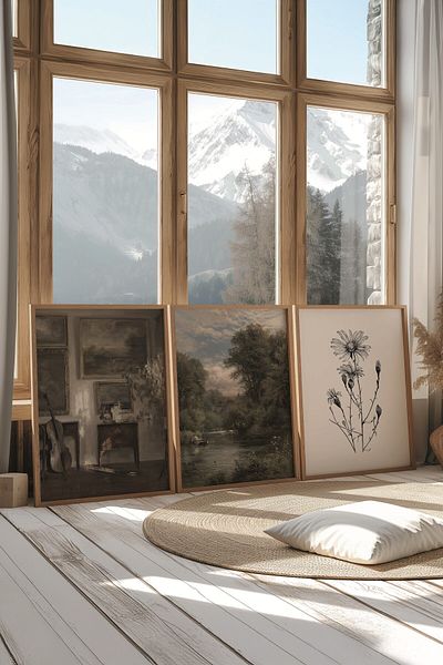 Postifull Set de pictură din lemn, poster cu cadru din lemn 3 buc. Model nr: 300870, decor de perete