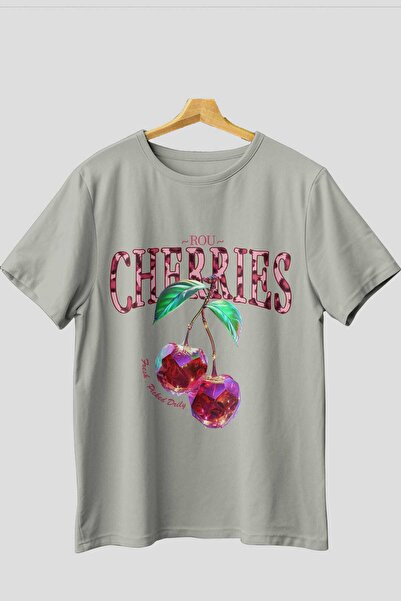 Ankhises تي شيرت Cherry Cherries 4 مطبوع من الأمام كبير الحجم للرجال والنساء ...