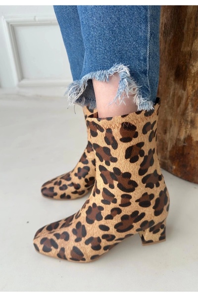 KAZAX Μπότες με τακούνι Birta Leopard Skin Stretch