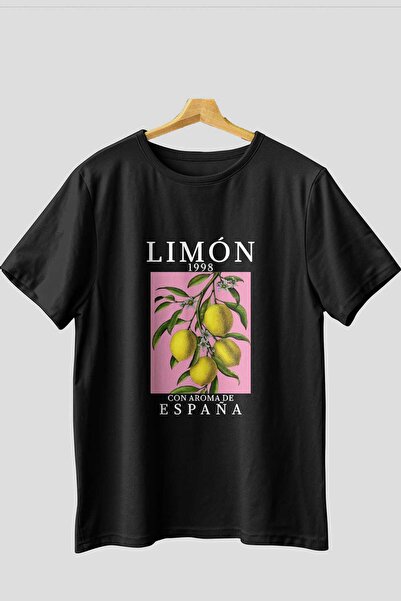 Ankhises Limon Espana Предварително отпечатана черна тениска с голям размер М...
