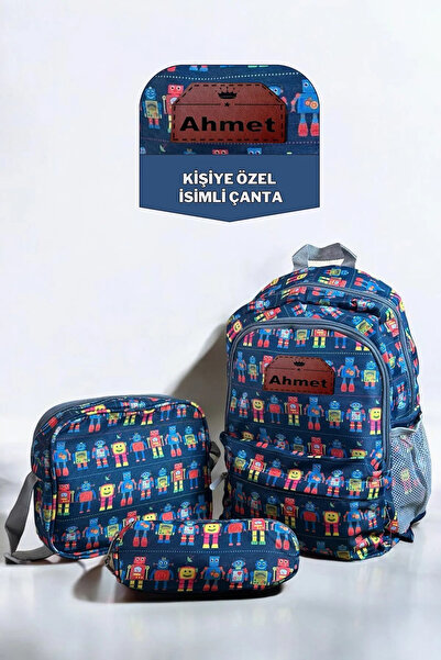 Zebra Konsept Kişiye Özel Isimli Erkek Çocuk Okul Çantası Robot Sırt Çantası ...