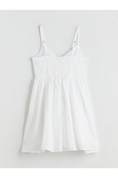 LC Waikiki V-Neck Openwork Brode Mini Dress