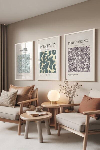 Postifull Set de picturi albe, 3 posteri cu rame albe Valori Model Nr.:300847...
