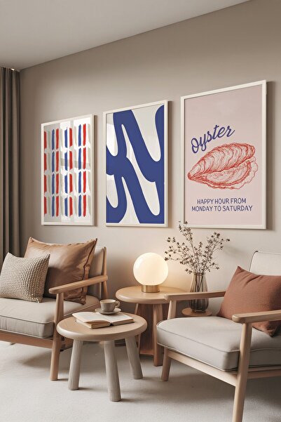 Postifull Set de picturi albe, 3 bucăți poster cu cadru alb Oyster Model Nr: ...