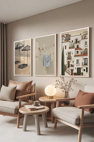 Postifull Beyaz Tablo Seti, 3 Adet Beyaz Çerçeveli Poster Home Model No:30086...