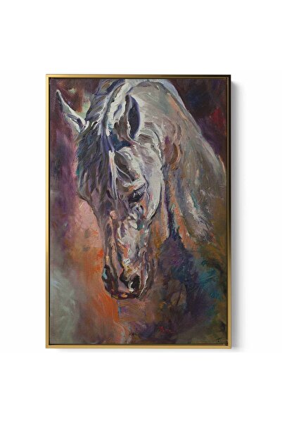 LOWHA Canvas Wall Art Stretched Over Wooden Frame with Gold Floating Frame an...