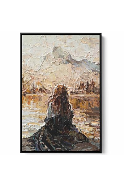 LOWHA لوحة فنية جدارية من القماش مشدودة على إطار خشبي بإطار أسود عائم وتصميم ...