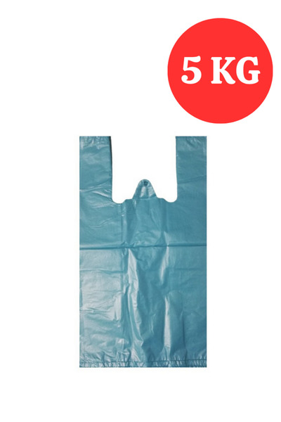 Kalbi Ticaret Kalın Mavi Poşet 5 Kg Büyük Boy Çöp Poşeti Hışır Atlet Poşet Ma...