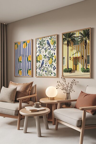 Postifull Set de pictură din lemn, poster cu rame din lemn 3 bucăți Clapă Cla...