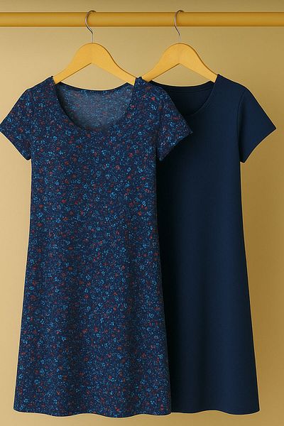 EFFE 2 Pieces Draped Comfortable Fit Daily Combed Cotton Fabric Dress
