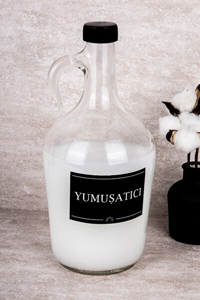 Dolkin Home Yumuşatıcı Etiketli Cam Galon Şişe 1500 ml Deterjan Saklama Kutusu Banyo Düzenleyici