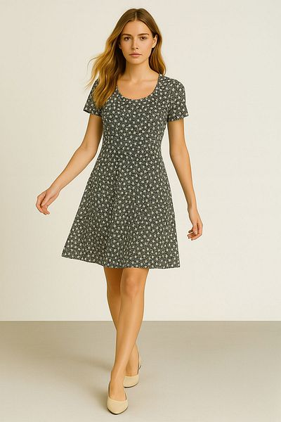 EFFE Draped Comfortable Fit Daily Combed Fabric Dress