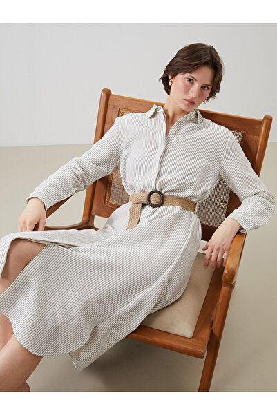 LC Waikiki Νέα σεζόν ριγέ γυναικείο πουκάμισο φόρεμα - S5M435Z8