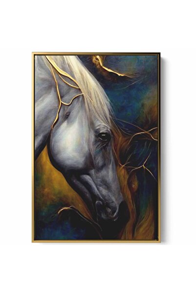 LOWHA لوحة فنية جدارية من القماش مشدودة على إطار خشبي بإطار ذهبي عائم وتصميم ...