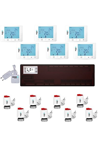 Daver Pachet Premium ZigBee pentru automatizare climatică, încălzire și răcire, cu distribuție pentru 6 zone