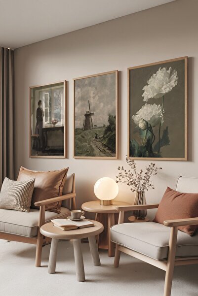 Postifull Ahşap Tablo Seti, 3 Adet Ahşap Çerçeveli Poster Waiting Model No:30...