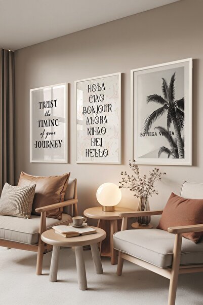 Postifull Set belih slika, 3 komada belih uokvirenih postera Trust the Timing...