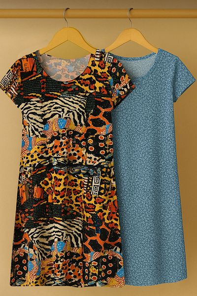 EFFE 2 Pieces Draped Comfortable Fit Daily Combed Cotton Fabric Dress