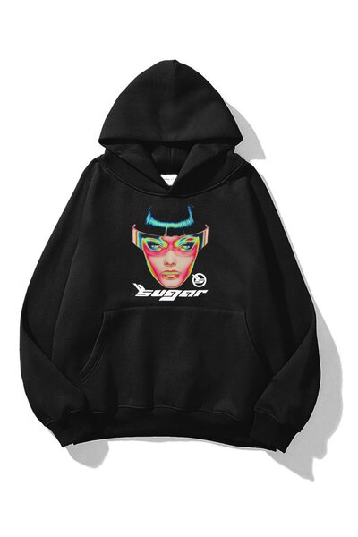 PERISENSE سويت شيرت شوجر للجنسين باللون الأسود