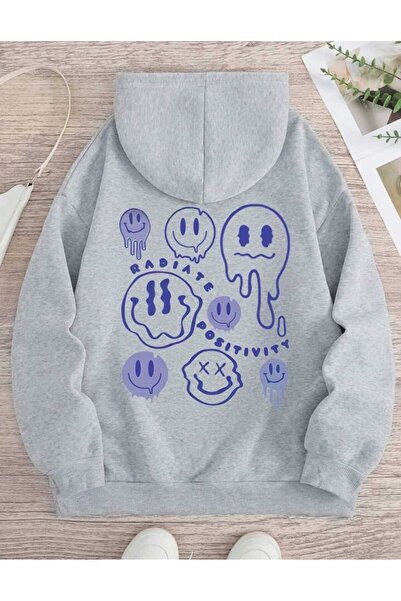 PERISENSE Hanorac oversize unisex cu glugă, imprimat pe spate