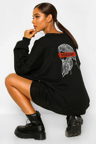Hunors Sportswear & Company Azurco Oversize Back Front Poseidon Black Sweatshirt