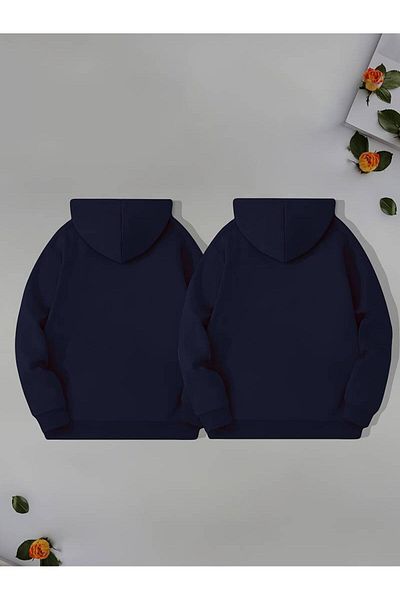 Hunors Sportswear & Company Forever Love Heart Printed Oversize Thick Winter Hooded Sweatshirt with Pocket