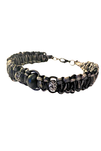 She Sells Rustic Duo |   Natural Wooden Beaded Men's Macrame Bracelet