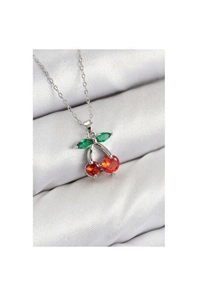 Skygo Brass Zircon Stone Cherry Model Silver Color Women's Necklace - Tj-Bko10421