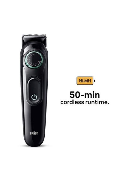 Braun BT3421 Series 3 Beard Trimmer, Rechargeable, 50 min battery life, Black/Green
