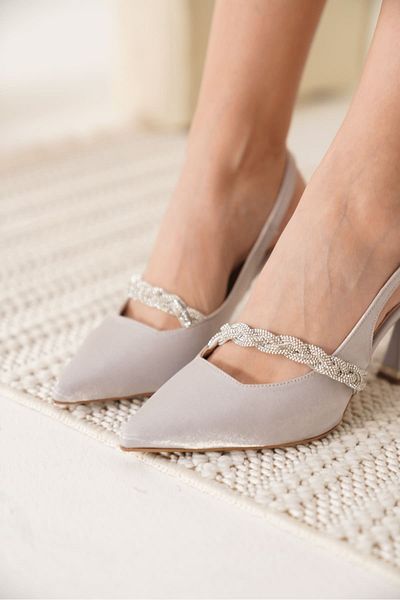 ripuvainen Sofina Women's Stone Detailed Evening Dress Heeled Shoes - Silver