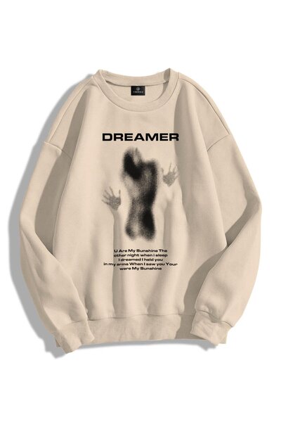 kahire Φούτερ Unisex Dreamer Crew Neck Hoodie Stone
