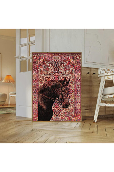 woodhomeworks One Piece Salon Ofis Dekor Pictură cai și covor vrynt