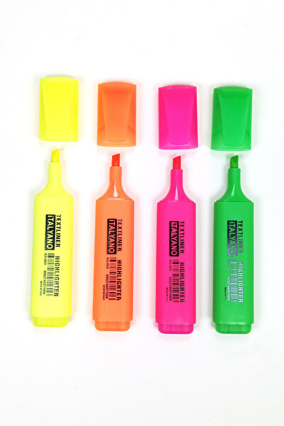 NOVAHAVEN 4Pcs Neon Color Italiano Highlighter Ergonomic Design Easy Operation Highlighter Pointer Pen