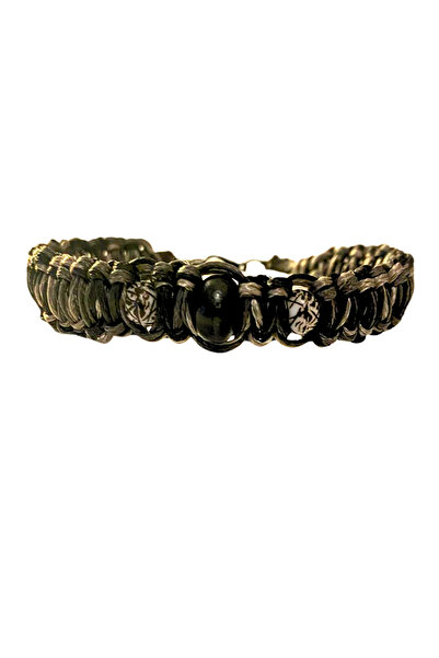 She Sells Rustic Duo |   Natural Wooden Beaded Men's Macrame Bracelet